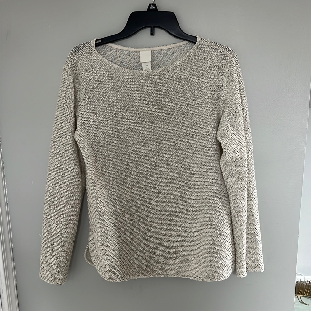 H&M Cream Textured Long Sleeve Sweater